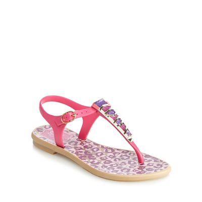 Grendha Girls' pink stone animal print sandals
